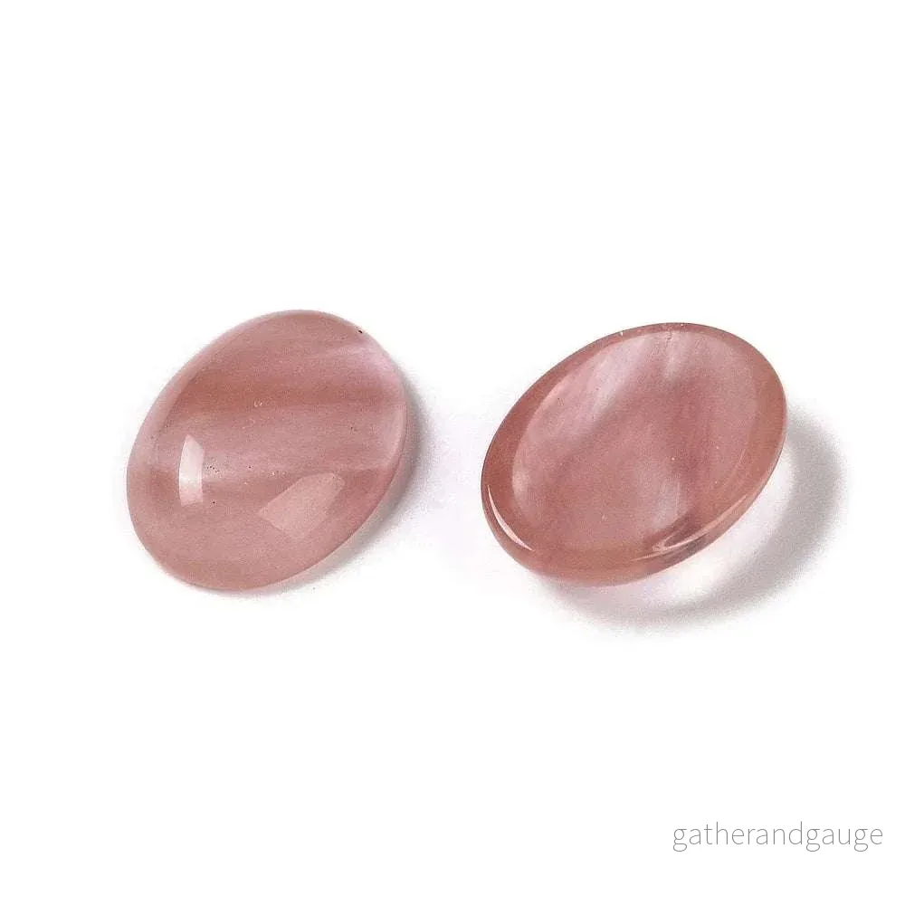 Cabochon Cherry Qvarts imitation – Rosa Oval 18x13mm 1 styck
