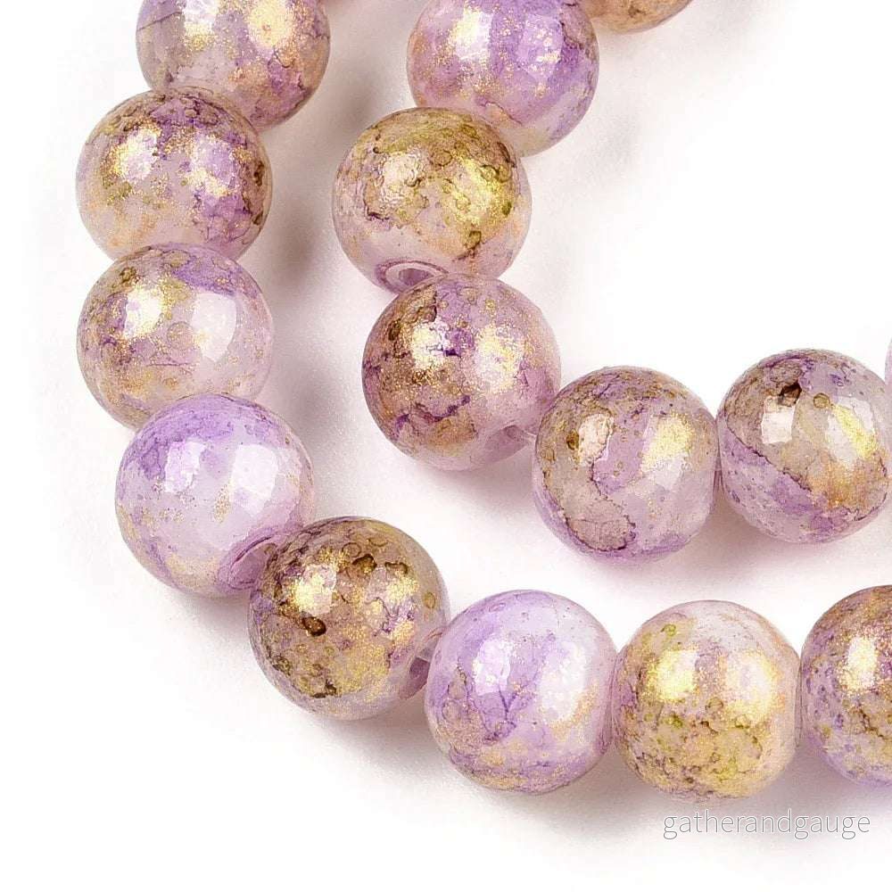 Krackelerad Rund – Stardust Yellow, 6mm, 1 sträng Krackelerad Rund – Stardust Yellow, 6mm, 1 sträng