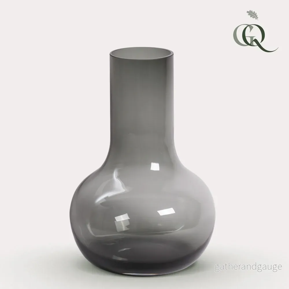 Grå glasvas - h37cm, Ø25cm - Bild 2