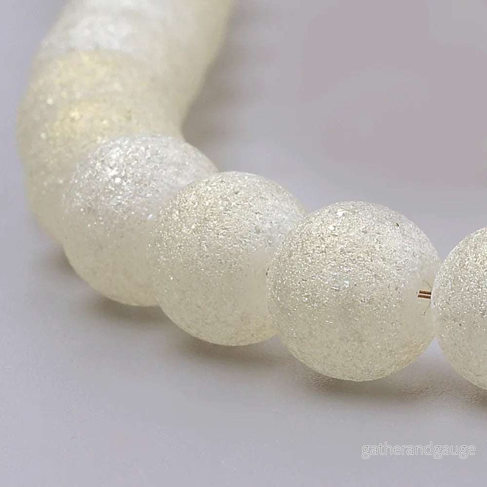 Glaspärlor Runda - Frostad ljusgul 6mm, 1 sträng - Bild 2