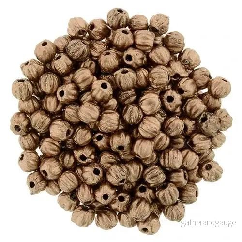 Tjeckiska Melon Round - Matte Metallic Bronze Copper 3mm, 50-pack