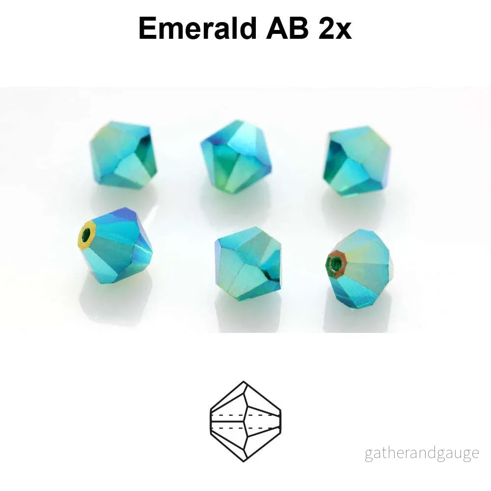 Tjeckiska Bicone – Emerald 2x AB, 4 mm, 30-pack Tjeckiska Bicone – Emerald 2x AB, 4 mm, 30-pack