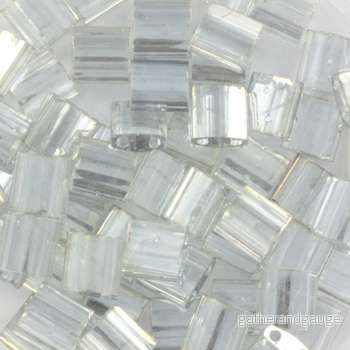 Miyuki Tila – Transparent Luster Silver Gray Gold 5 mm, 5 gram