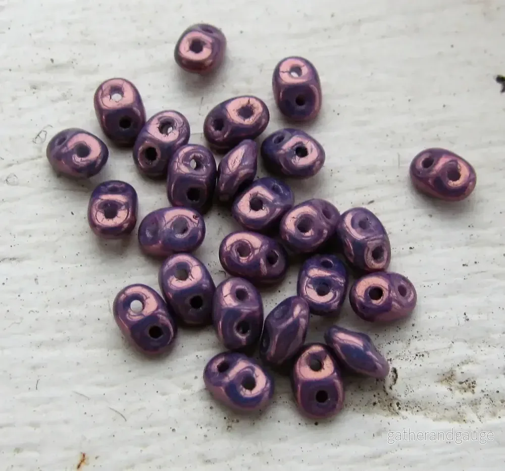 SuperDuo - Opaque Mix Amethyst / Gold Ceranic Look, 10 gram