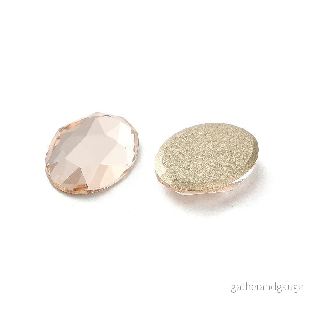 Facetterad Flatbacks - Oval Light Peach 14x10mm 1 styck - Bild 2