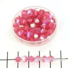 Tjeckiska MC Bicone - Indian Pink AB Matt 6 mm 20-pack