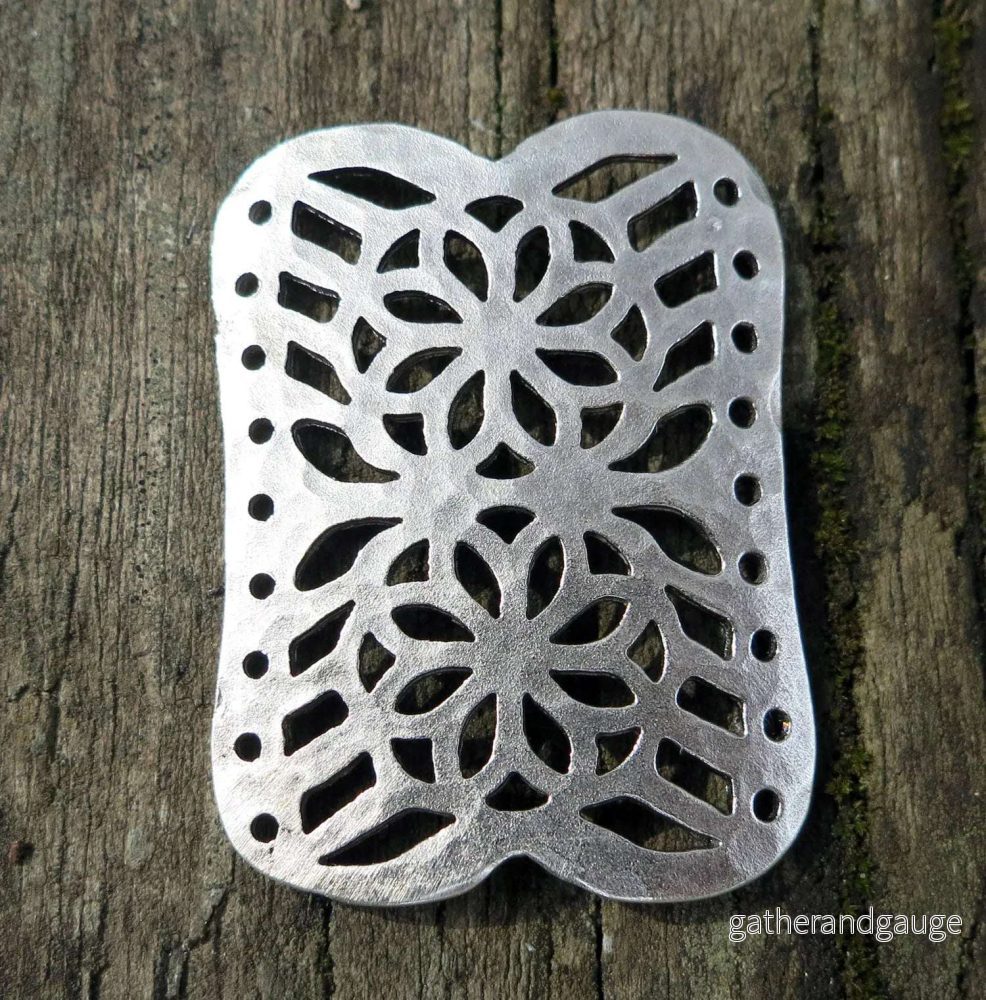 Connector Silverfärgad - Rektangel med 2 blommor 39x29mm 1 styck