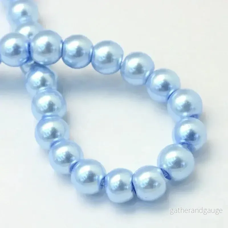 Vaxade glaspärlor - Sky blue 8mm 1 sträng - Bild 2