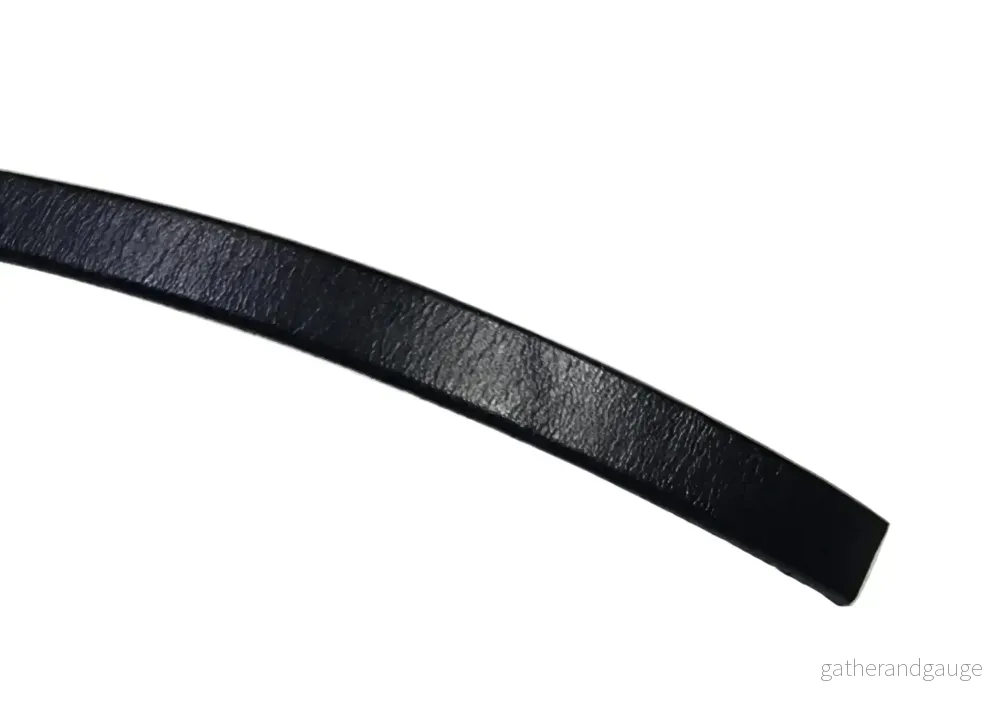Läderrem Platt Bred - Svart, 10mm, 20 cm