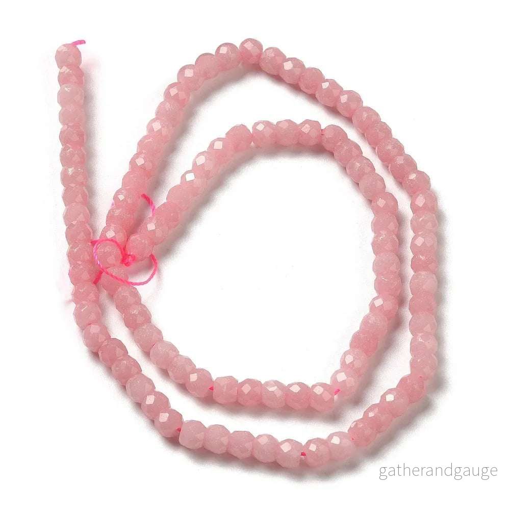 Glaspärlor Facetterade - Glow in the Dark, Rosa 4mm 1 sträng - Bild 3