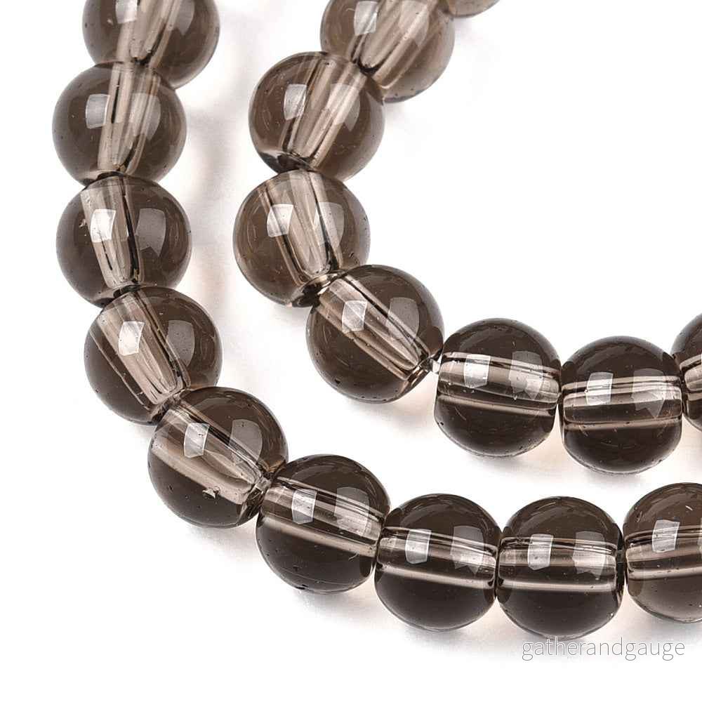 Glaspärlor Rund – Transparent Grå 4mm 1 sträng Glaspärlor Rund – Transparent Grå 4mm 1 sträng