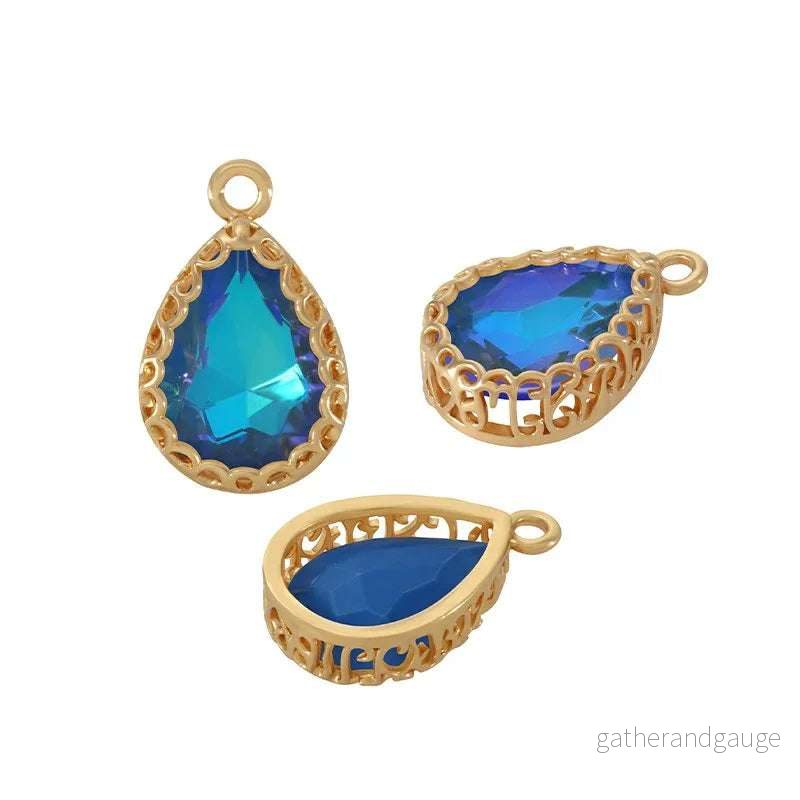 Berlock Facetterad – Droppe Blue, 13x16mm, 1 styck