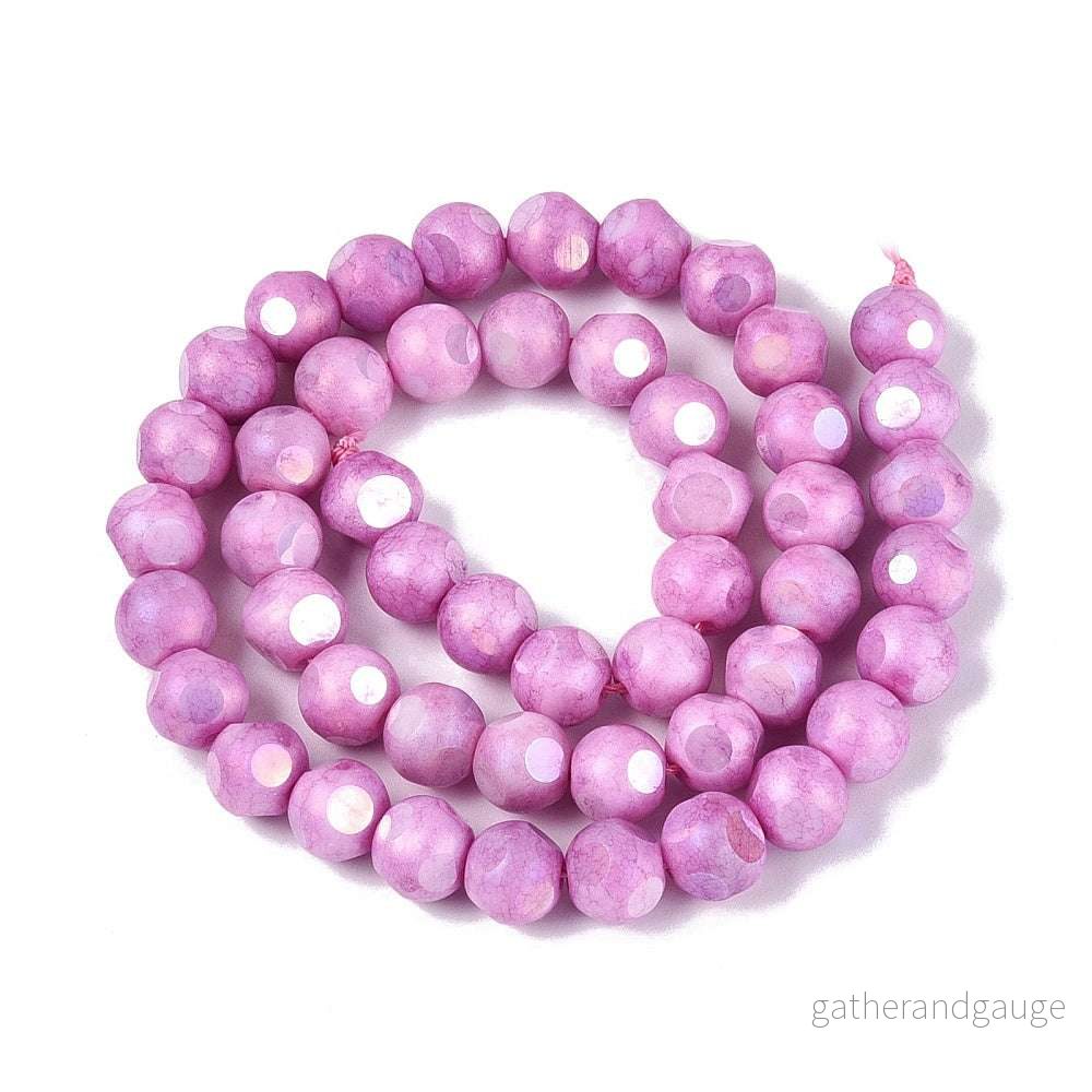 Glaspärlor Facetterad Rund – Violet AB, 8mm 1 sträng Glaspärlor Facetterad Rund – Violet AB, 8mm 1 sträng