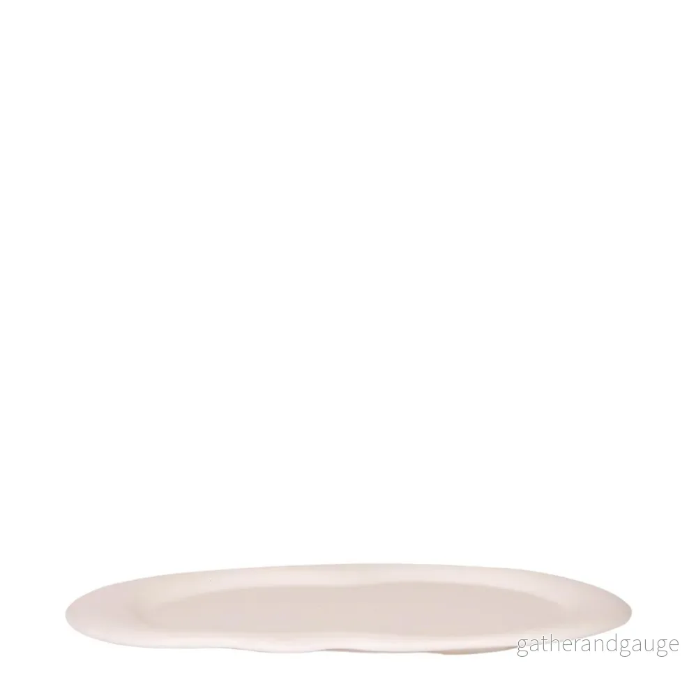 Travertin dekorativ oval bricka