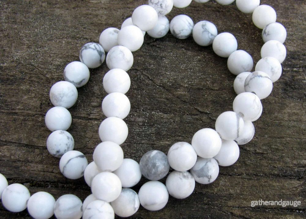 Howlite Rund - Vit, 6mm 1 styck - Bild 2
