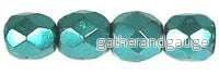 Tjeckiska Firepolish - Crystal Pearl Turquoise 4mm 50-pack