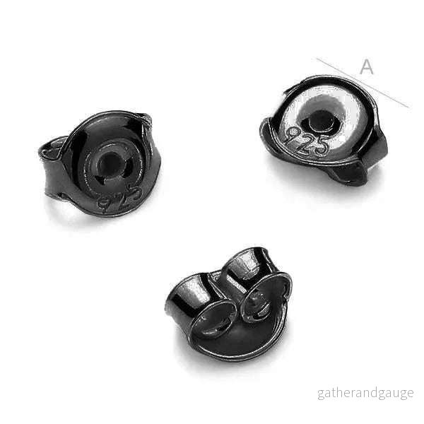 Stopp / Bakstycke 925 Silver Svart Rhodium - 5mm 2-pack