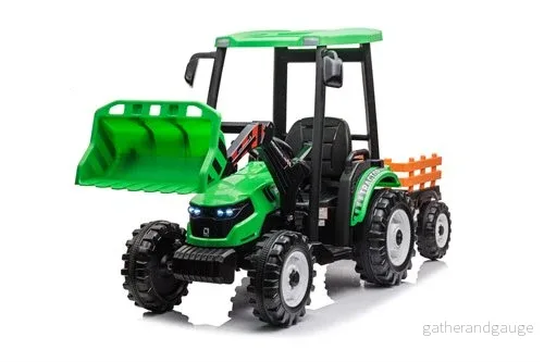 Eltraktor barn Azeno Farmer Excavator 24V med Vagn