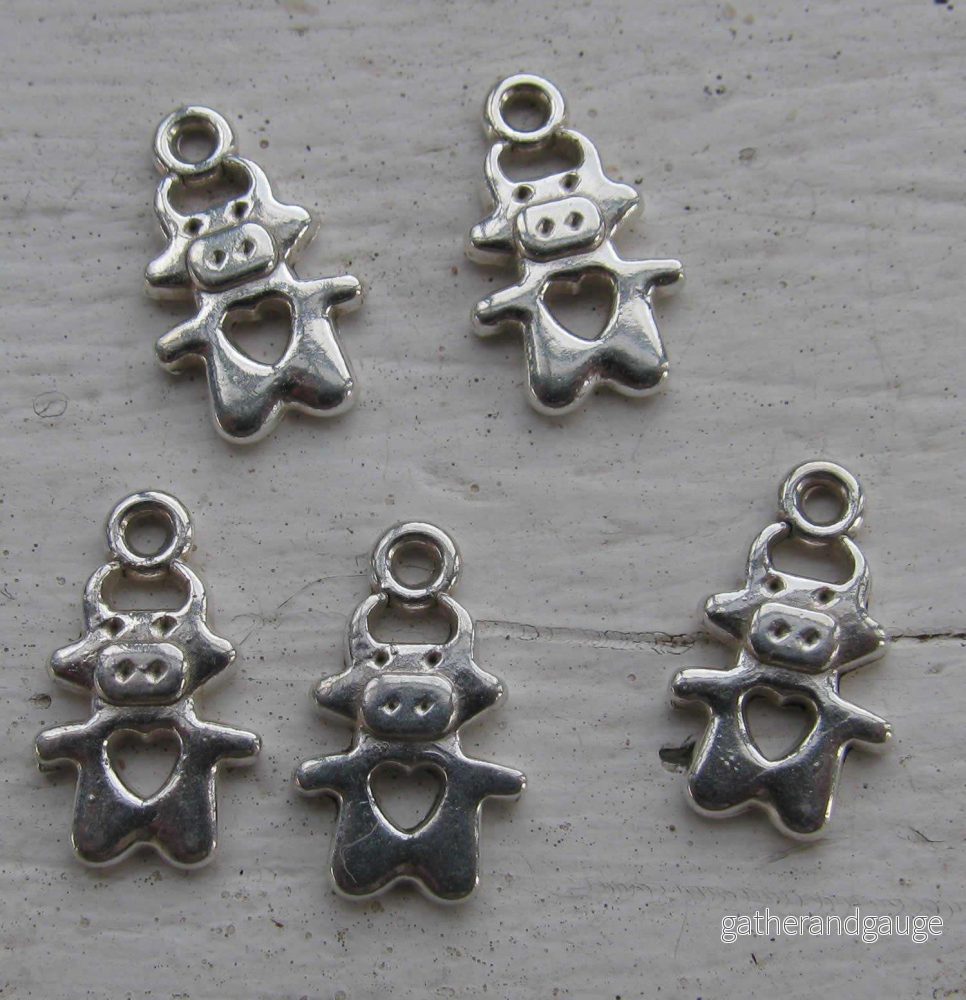 Berlock silverfärgad - Ko, 5-pack