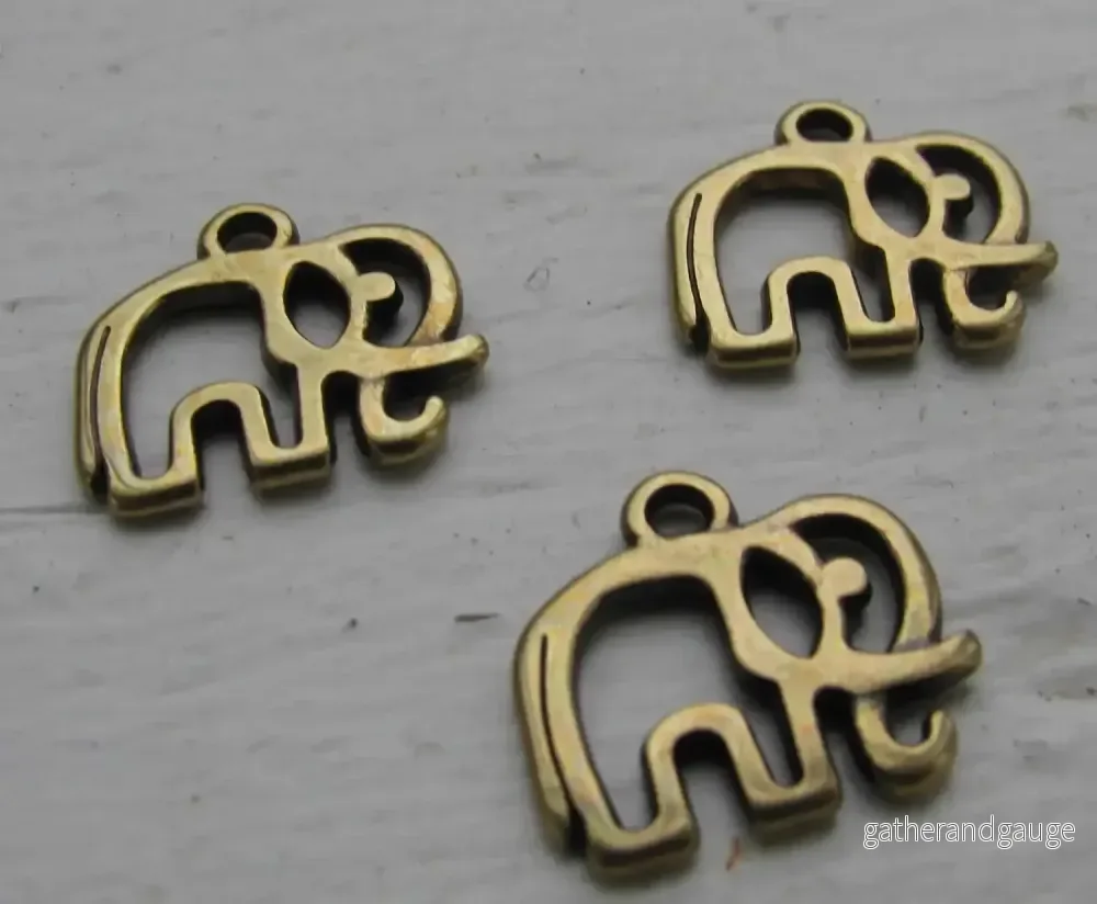 Berlock/hänge bronsfärgad - Elefant, 3-pack - Bild 2