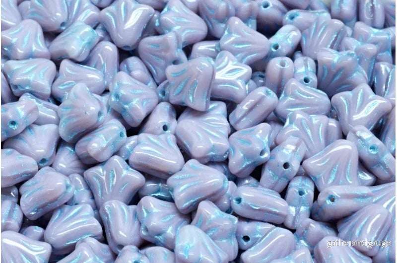 Lily Flower Bead - Rose / Blue 9mm, 20-pack