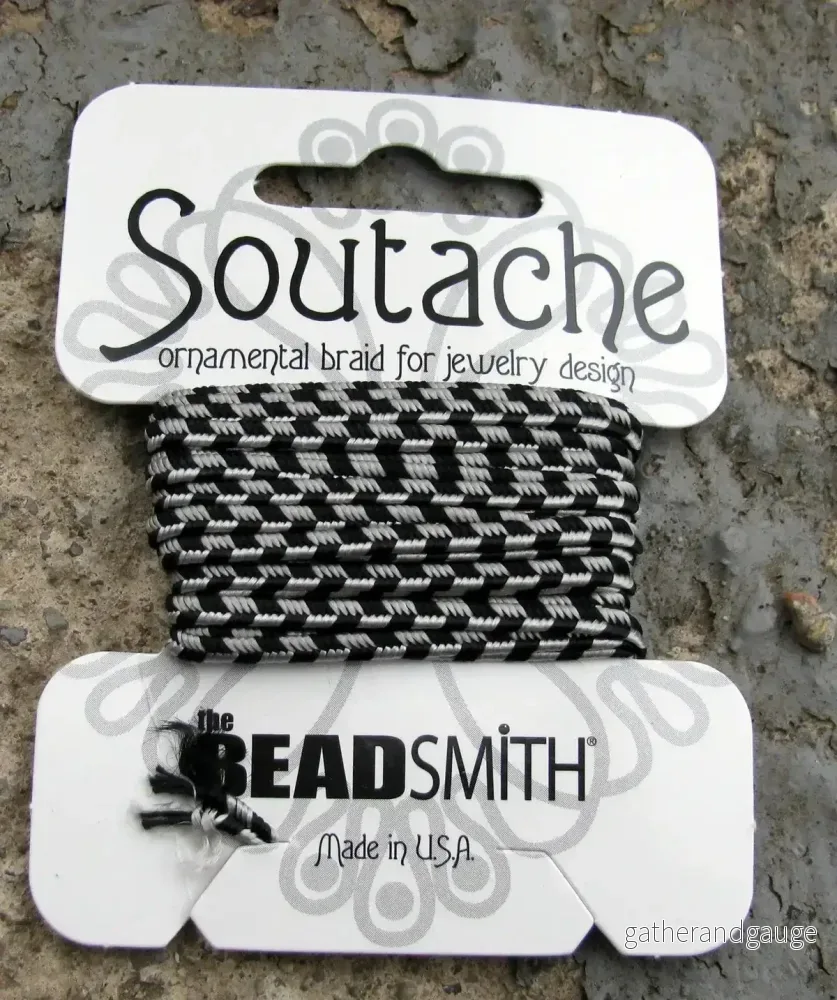 Soutache band randigt - Silver Grå / Svart 1 förpackning (3 yards)