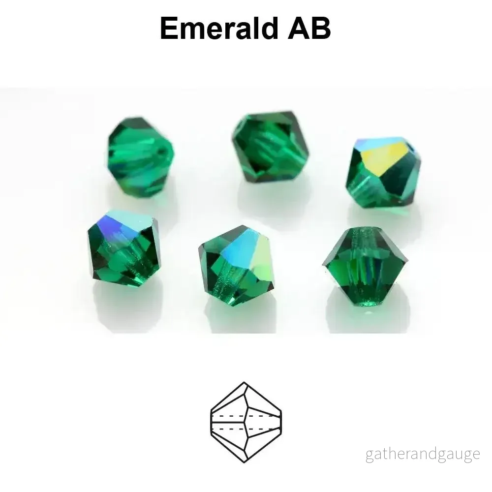 Tjeckiska MC Bicone - Emerald AB 6 mm, 18- pack - Bild 2