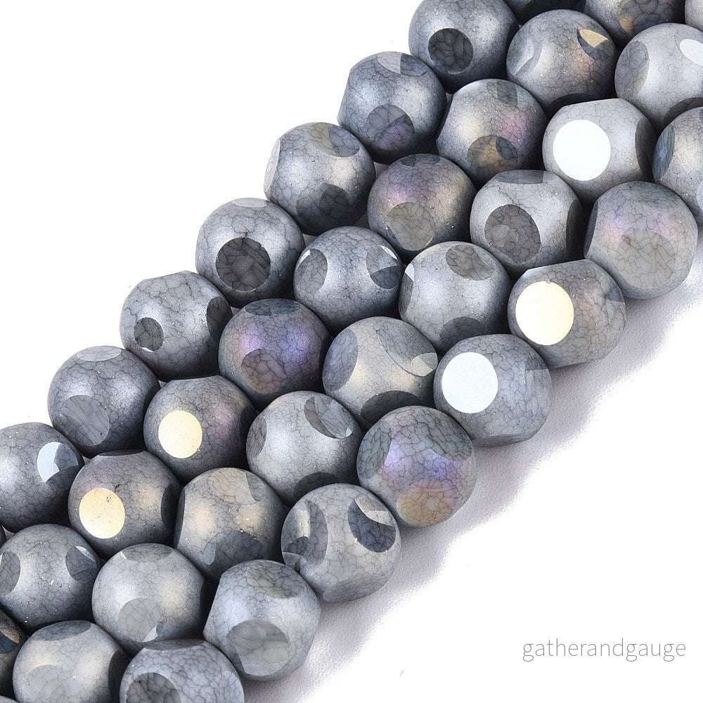 Glaspärlor Facetterad Rund - Grey AB, 8mm 1 sträng - Bild 3