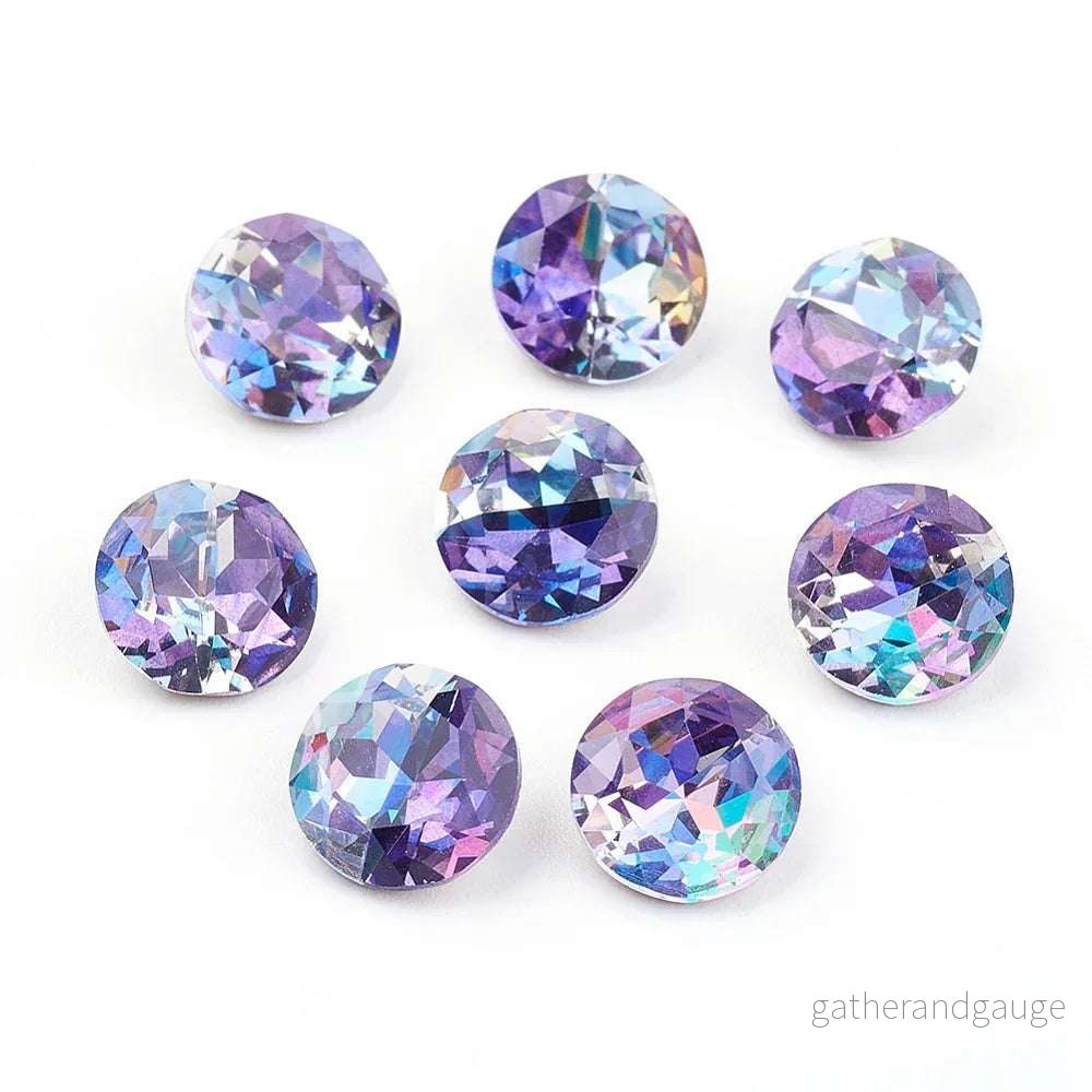 Kinesisk strass - Round stone two tone Tanzanite 10mm 1 styck - Bild 2