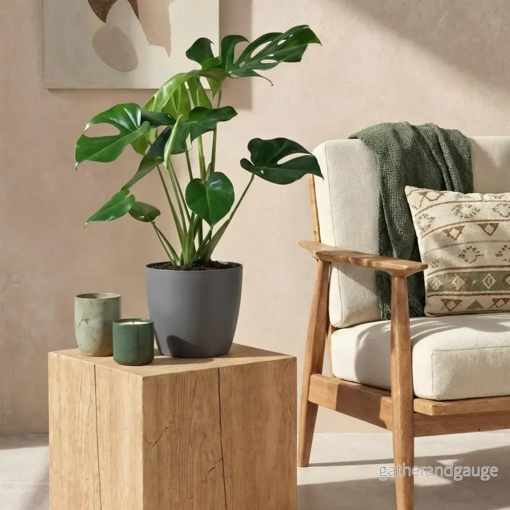 Green BoutiQ – Kamerväxtn – Monstera Deliciosa – Gatenplant – Weinig onderhoud – Groen – 1 Plant – met Potter Grijs – Kruka 21cm – Hoogte 70-80cm Green BoutiQ – Kamerväxtn – Monstera Deliciosa – Gatenplant – Weinig onderhoud – Groen – 1 Plant – met Potter Grijs – Kruka 21cm – Hoogte 70-80cm