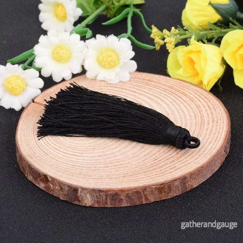 Hänge Tassel Polyester - Stor Svart 70-75mm 1 styck