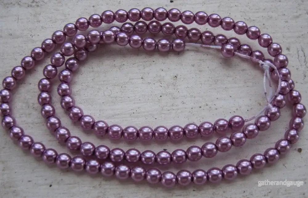 Tjeckiska vaxade glaspärlor - Fuchsia 4mm, 1 sträng