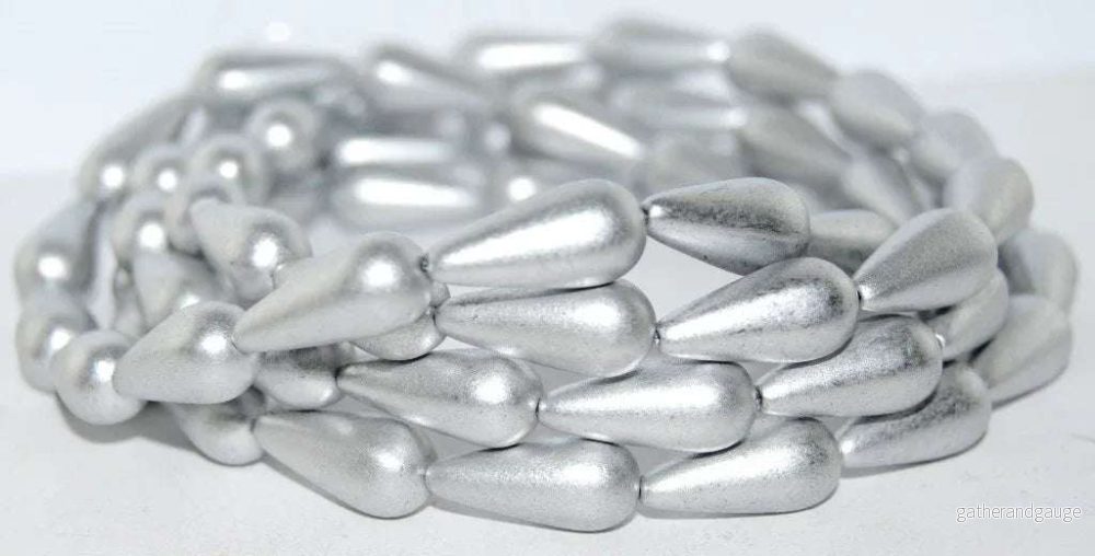 Tjeckiska droppar - Aluminium Silver 20x9mm, 1 styck