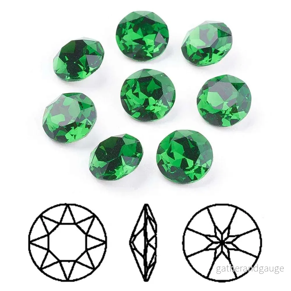 Kinesisk strass - Round stone Fern Green 10mm 1 styck - Bild 3