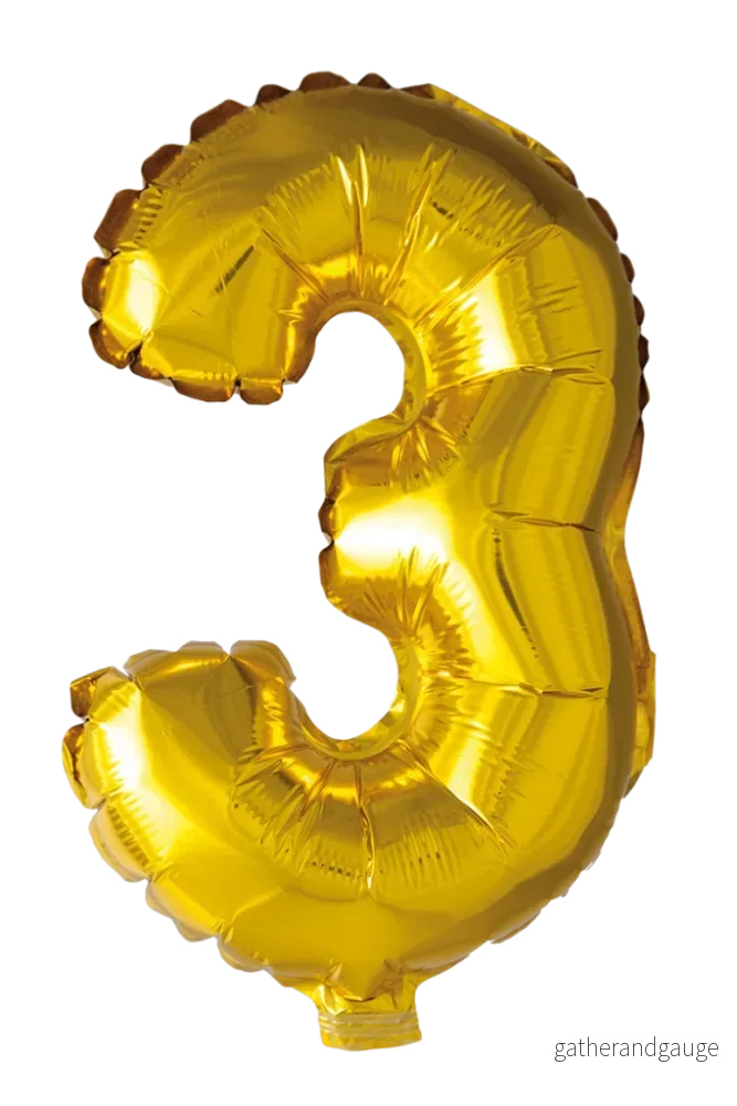 Folieballong siffror 3 i guld 102 cm Folieballong siffror 3 i guld 102 cm