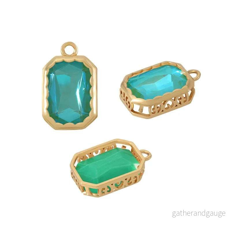 Berlock Facetterad - Rektangel Grön 13x16mm 1 Styck