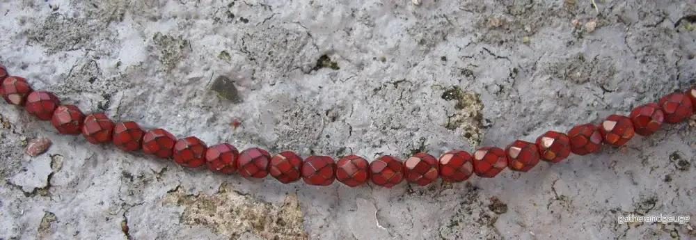 Tjeckiska Firepolish - Snake Dark Coral 6mm, 1 sträng - Bild 2