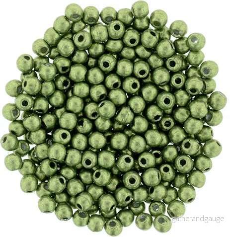 Tjeckiska Druk (Runda) – Saturated Metallic Greenery 2mm, 50-pack Tjeckiska Druk (Runda) – Saturated Metallic Greenery 2mm, 50-pack