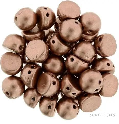 CzechMates Cabochon - Matte Metallic Bronze Copper 7mm 2- håls, 10-pack