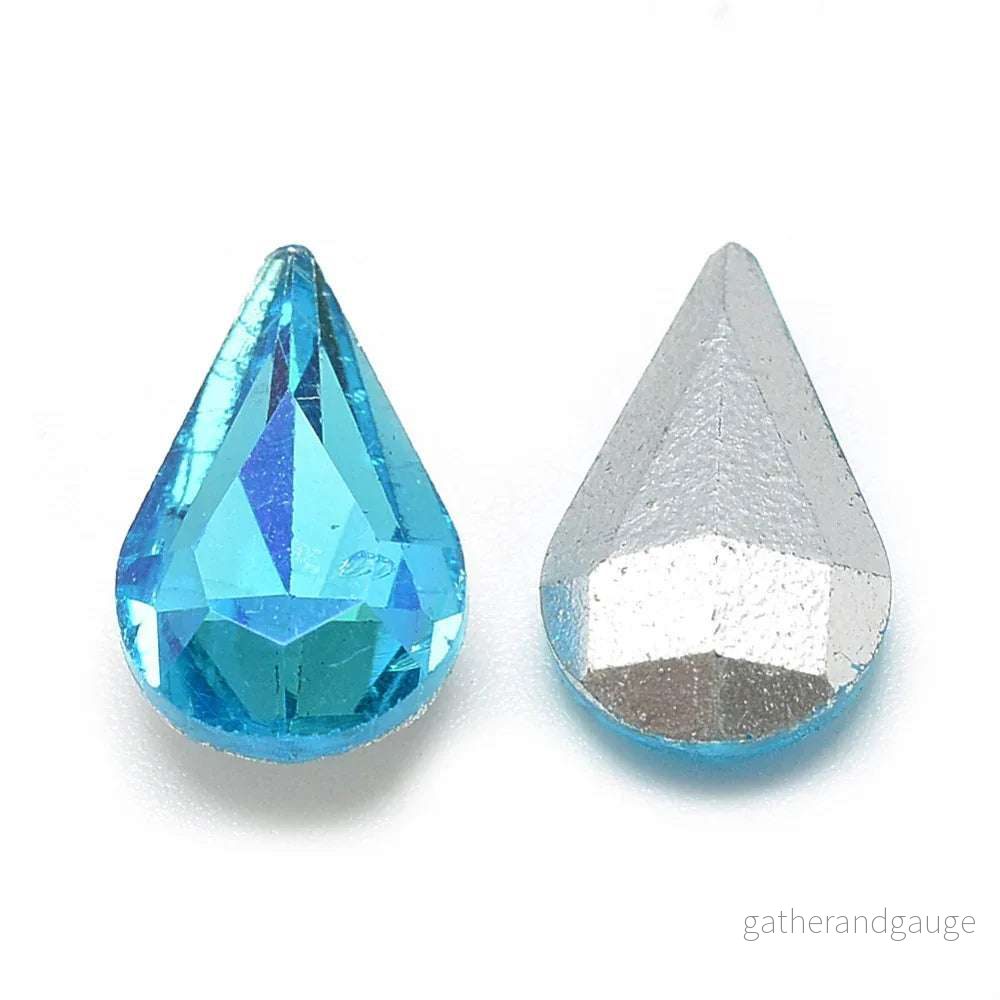 Kinesisk Strass – Teardrop Deep Sky Blue Shimmer 13x8mm 1 styck
