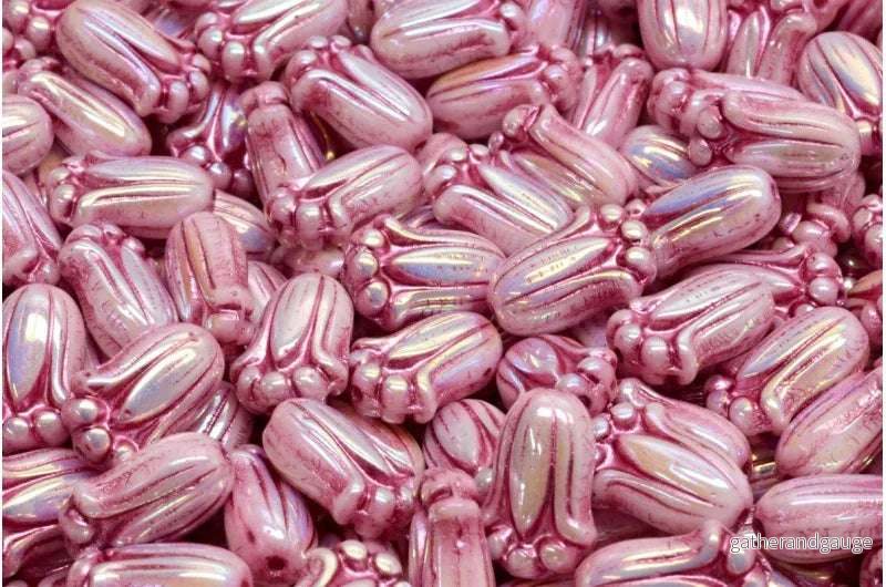 Tulip Bud Bead – Rose AB 12x8mm, 20-pack