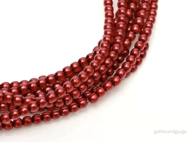 Tjeckiska vaxade glaspärlor - Shiny Brick 4mm, 1 sträng