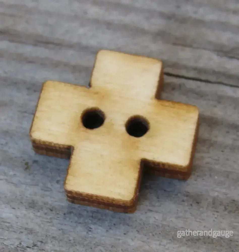 Träknappar - Korsformad i Naturfärg, 1 Styck - Bild 2