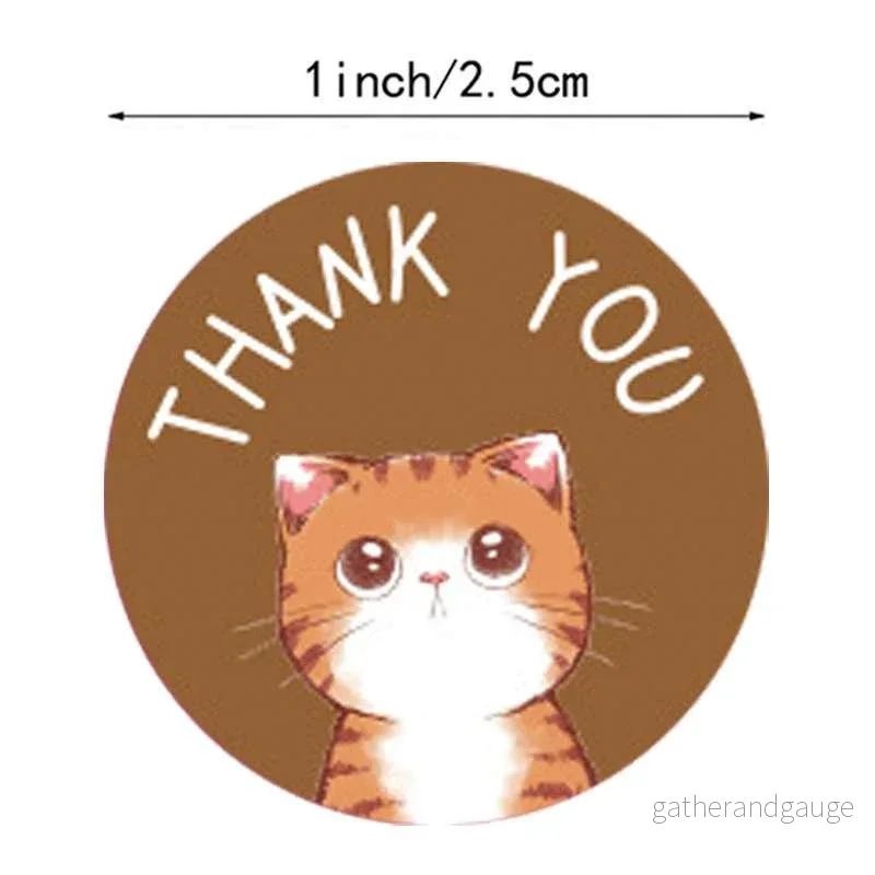 Klistermärken Rund - Thank you Mix Katt 1 Rulle - Bild 2