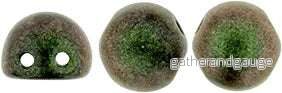 CzechMates Cabochon - Polychrome Olive Mauve 7mm 2-håls, 10-pack - Bild 2
