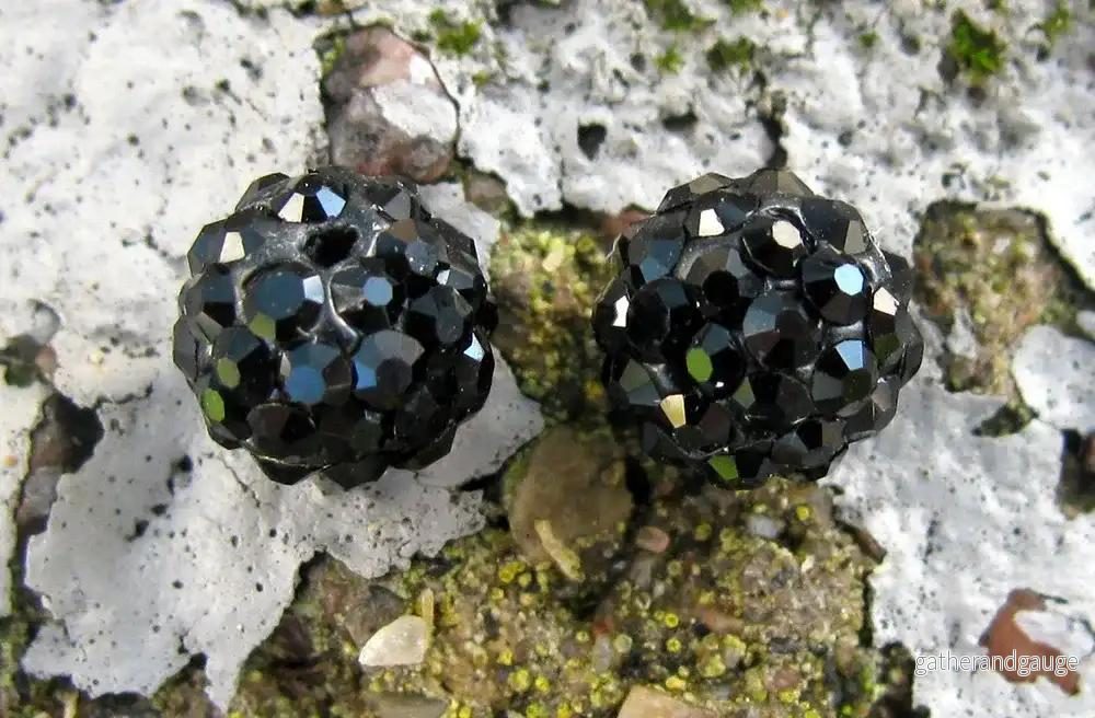 Strasspärlor Halvborrade - Svarta 6 mm 2- pack