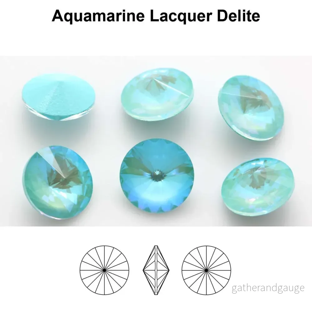 Aurea Crystals A1122 Rivoli – Aquamarine Lacquer DeLite, 18 mm, 1 styck
