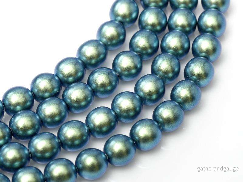 Tjeckiska vaxade glaspärlor - Shiny Moonstone Blue 3mm, 1 sträng