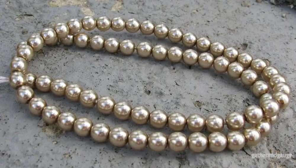 Tjeckiska vaxade glaspärlor – Cocoa 6mm, 1 sträng