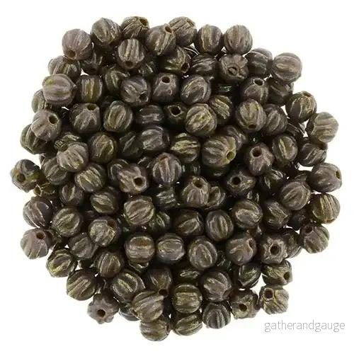 Tjeckiska Melon Round - Opaque Purple - Bronze Picasso 3mm 50-pack